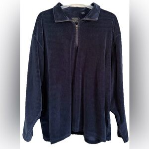 Vintage Faded Glory Corduroy 1/4 Zip Pullover Sweatshirt Navy Men’s 3XL Classic